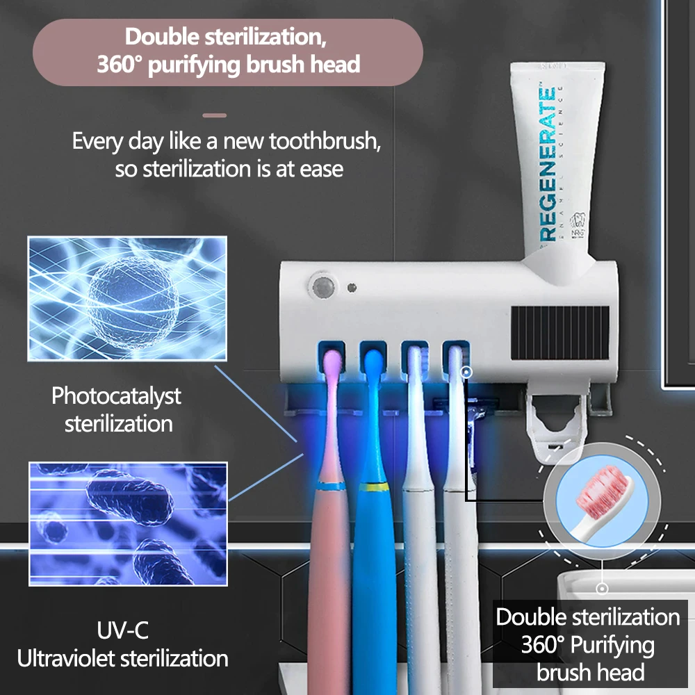 UV Light Sterilizer Toothbrush Holder Cleaner & Automatic