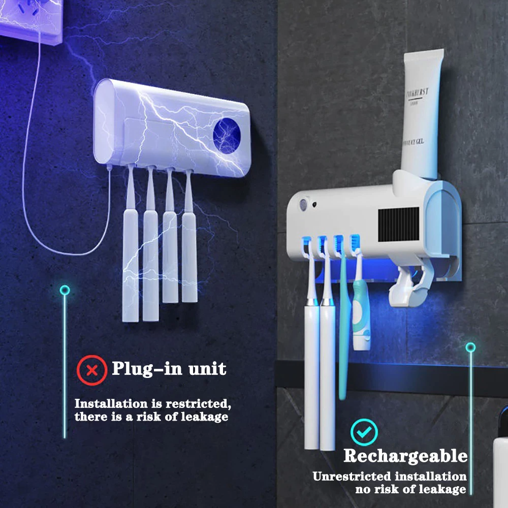 UV Light Sterilizer Toothbrush Holder Cleaner & Automatic